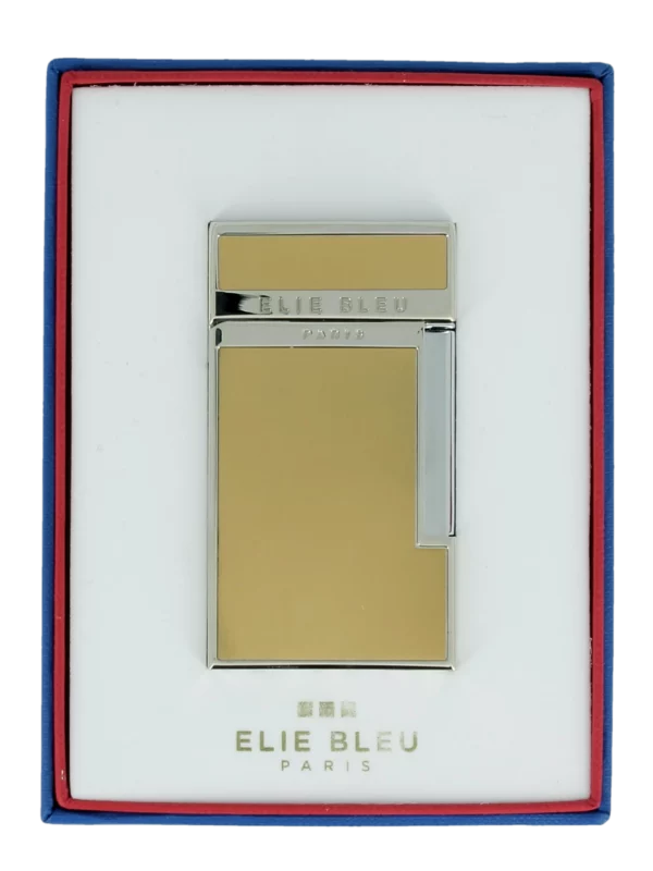 Briquet Elie Bleu Diamond Jetflame Bicolore Or Brossé en boîte - Accessoire exclusif pour cigares.