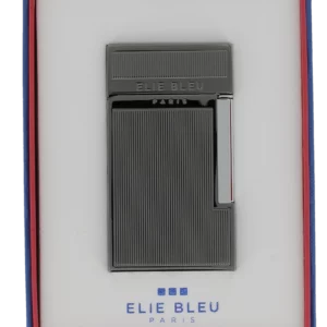 Briquet Elie Bleu Diamond Jetflame Noir en boîte - Accessoire exclusif pour cigares.