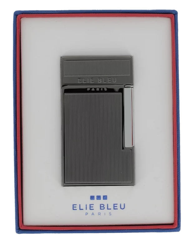 Briquet Elie Bleu Diamond Jetflame Noir en boîte - Accessoire exclusif pour cigares.