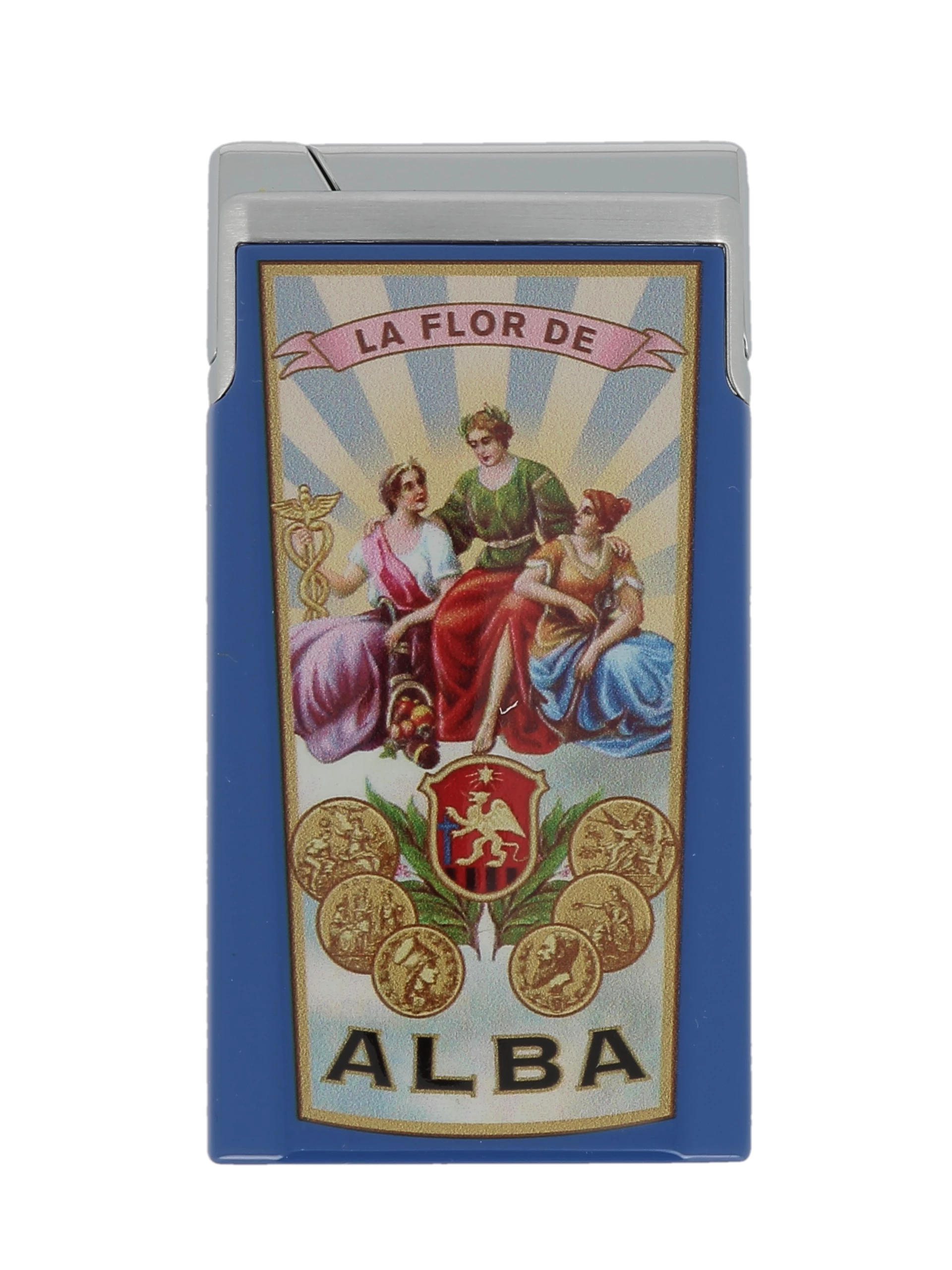 Briquet Elie Bleu J15 Laqué Alba Bleu, vue de face - Disponible en stock.