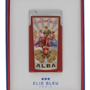 Briquet Elie Bleu J15 Laqué Alba Rouge en boîte - Accessoire rare pour cigares.