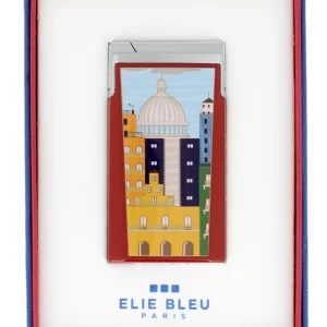 Briquet Elie Bleu J15 Laqué Casa Cubana Rouge en boîte - Accessoire rare pour cigares.