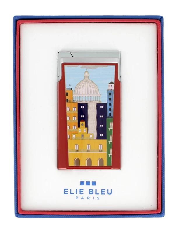 Briquet Elie Bleu J15 Laqué Casa Cubana Rouge en boîte - Accessoire rare pour cigares.