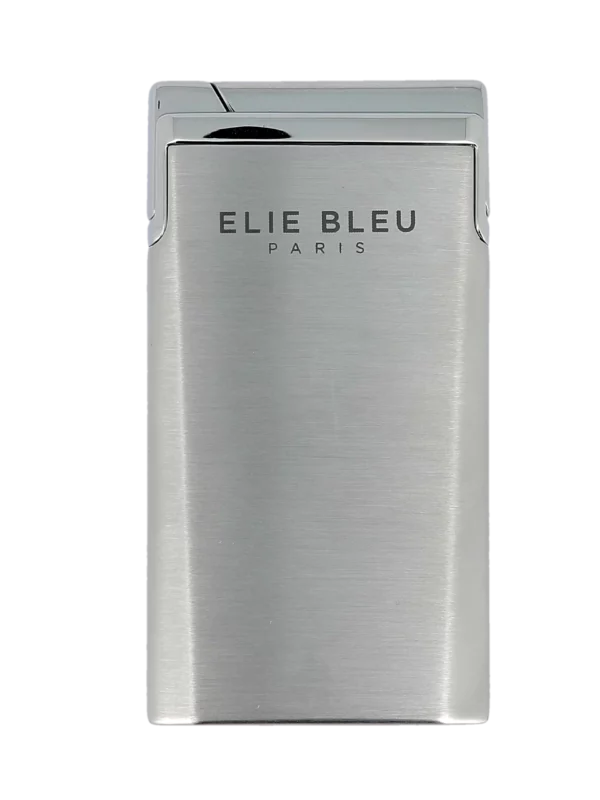 Briquet Elie Bleu J15 Laqué Monochrome Chrome, vue de face - Disponible en stock.