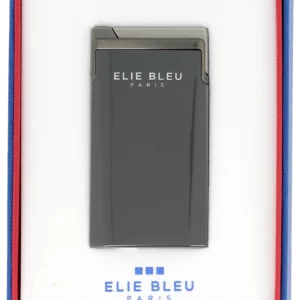 Briquet Elie Bleu J15 Laqué Monochrome Gris Gunmetal en boîte - Accessoire premium pour cigares.