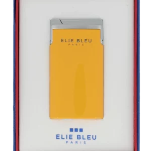 Briquet Elie Bleu J15 Laqué Monochrome Jaune en boîte - Accessoire premium pour cigares.