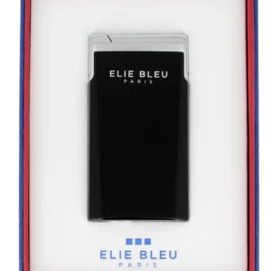 Briquet Elie Bleu J15 Laqué Monochrome Noir en boîte - Accessoire sobre et luxueux.