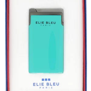 Briquet Elie Bleu J15 Laqué Monochrome Turquoise Gunmetal en boîte - Accessoire unique.