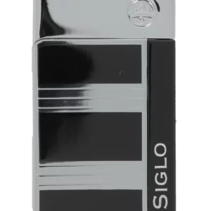 Briquet Siglo Chrome Haute Altitude Bandes Noires et Chromes, vue de face - Luxe et performance.