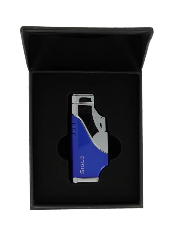 Briquet Siglo Triple Flamme Bleu en boîte - Accessoire de luxe pour cigares à A La Civette.