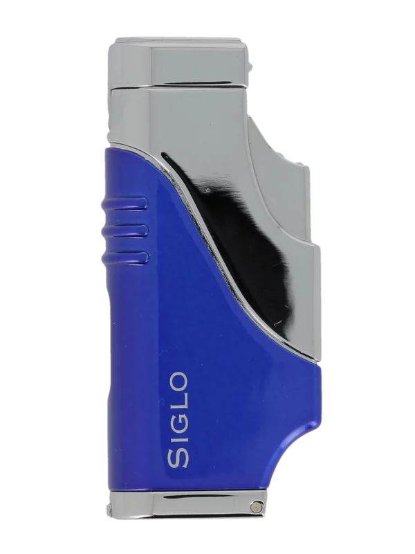 Briquet Siglo Triple Flamme Bleu, vue de face - Accessoire premium pour amateurs de cigares.