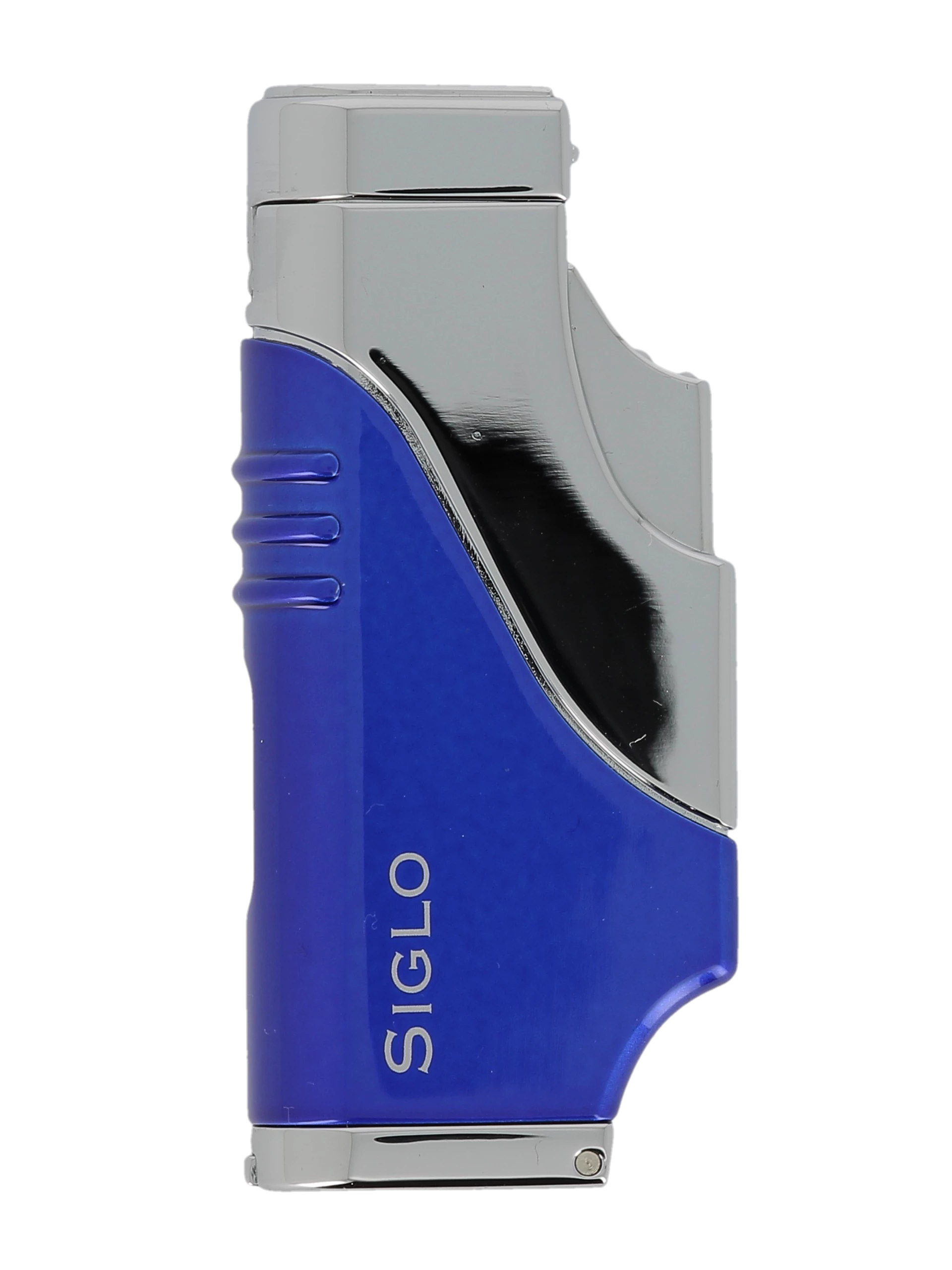 Briquet Siglo Triple Flamme Bleu, vue de face - Accessoire premium pour amateurs de cigares.