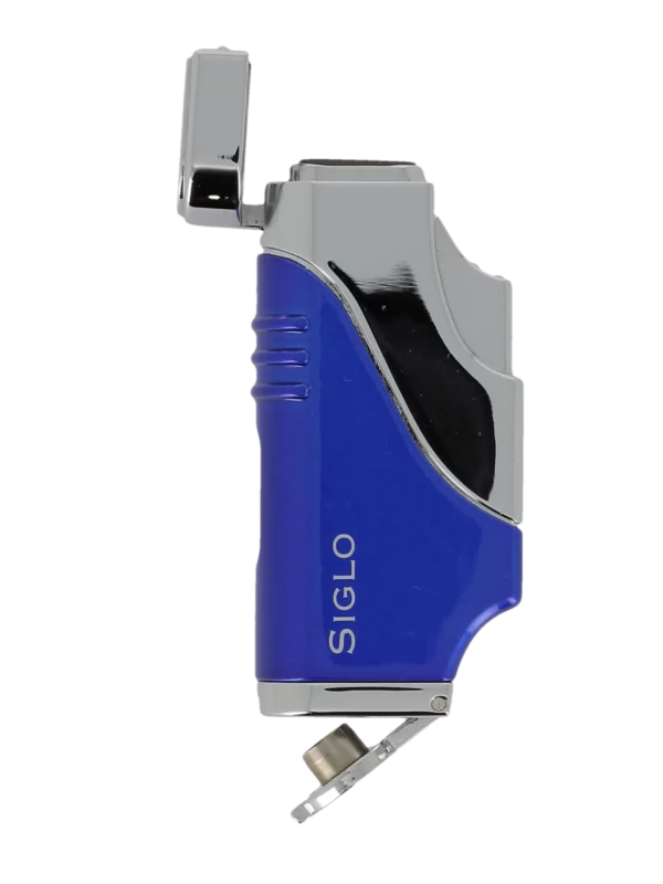 Briquet Siglo Triple Flamme Bleu ouvert - Coupe-cigares Flamme puissante pour cigares.