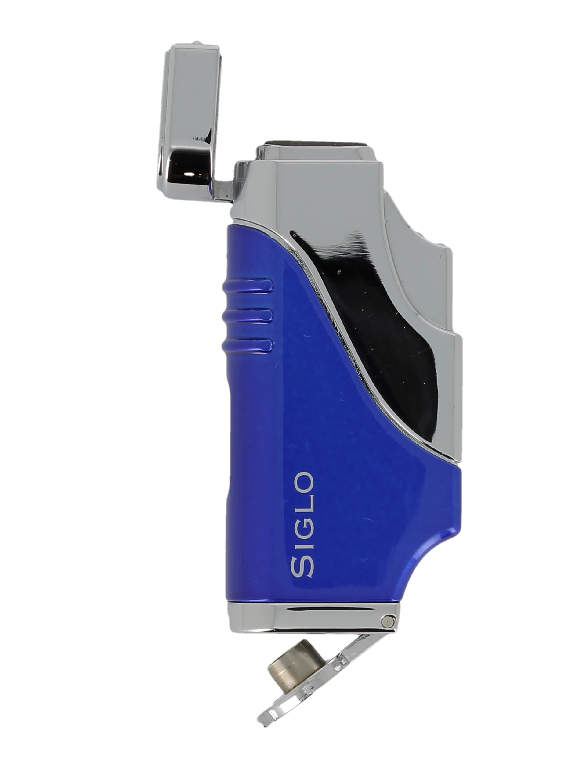 Briquet Siglo Triple Flamme Bleu ouvert - Coupe-cigares Flamme puissante pour cigares.