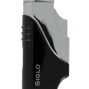 Briquet Siglo Triple Flamme Noir, vue de face - Luxe et performance.