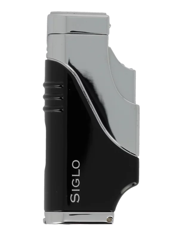 Briquet Siglo Triple Flamme Noir, vue de face - Luxe et performance.