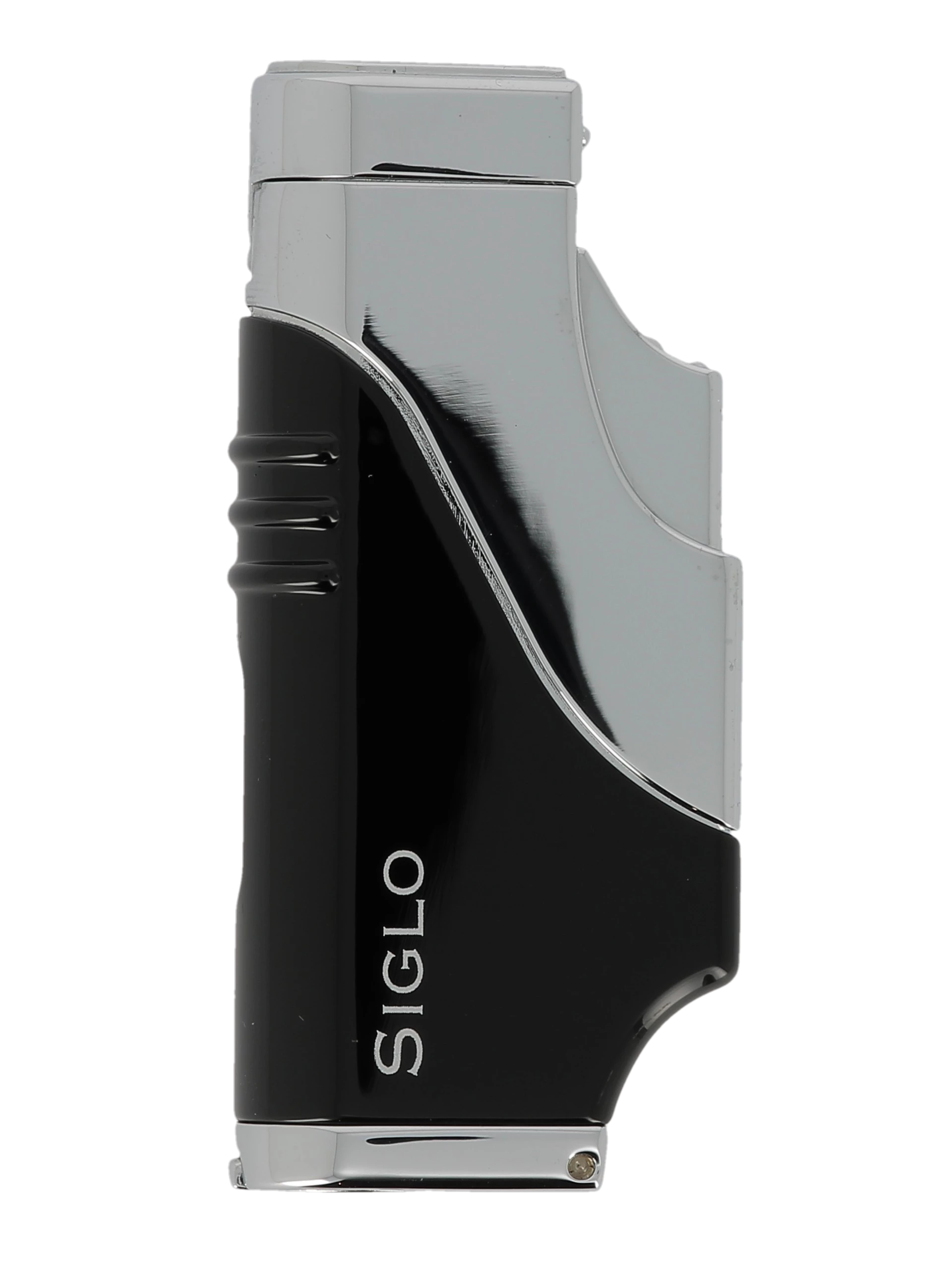 Briquet Siglo Triple Flamme Noir, vue de face - Luxe et performance.