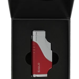 Briquet Siglo Triple Flamme Rouge en boîte - Accessoire premium pour cigares.