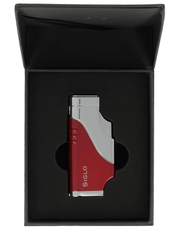 Briquet Siglo Triple Flamme Rouge en boîte - Accessoire premium pour cigares.