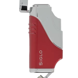 Briquet Siglo Triple Flamme Rouge ouvert - Triple flamme pour un allumage rapide.