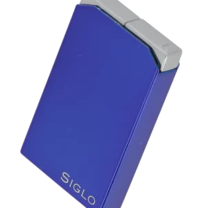 Briquet Siglo Twin Flames Bleu, vue trois quarts - Accessoire de qualité.