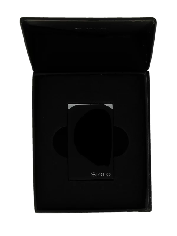 Briquet Siglo Twin Flames Noir en boîte - Accessoire de luxe pour cigares.