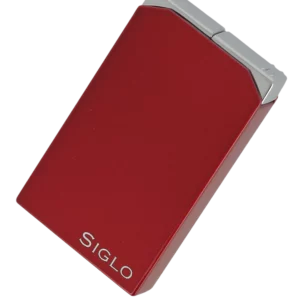 Briquet Siglo Twin Flames Rouge, vue trois quarts - Accessoire élégant pour cigares.