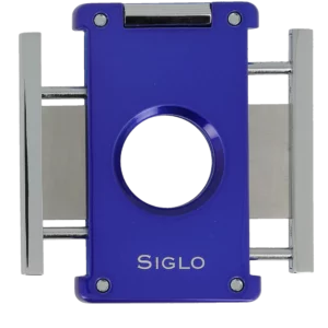 Coffret Siglo avec Briquet Twin et Coupe-Cigares Switch Blade Bleu ouvert - Accessoire de luxe pour cigares.