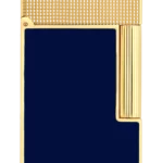Vue de face du briquet S.T. Dupont Ligne 2, finition laque bleu foncé, un accessoire d’exception.