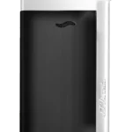 Vue de face du briquet S.T. Dupont Slim 7, finition chrome et noir, un modèle fin et contemporain.