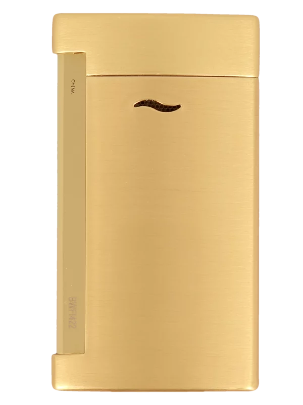 Vue arrière du briquet S.T. Dupont Slim 7, finition doré brossé, un modèle luxueux et ultrafin.