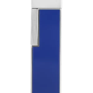 Vue arrière du briquet S.T. Dupont Twiggy, finition laque bleu indigo, un modèle fin et raffiné.