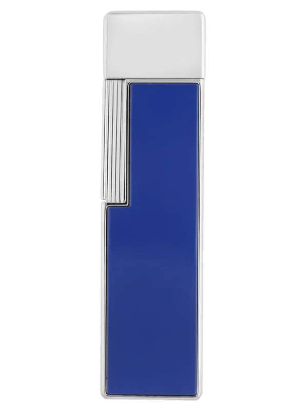 Vue arrière du briquet S.T. Dupont Twiggy, finition laque bleu indigo, un modèle fin et raffiné.