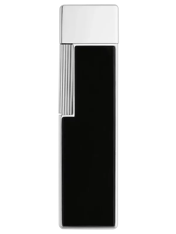 Vue arrière du briquet S.T. Dupont Twiggy, finition laque noire, un modèle ultrafin et élégant.