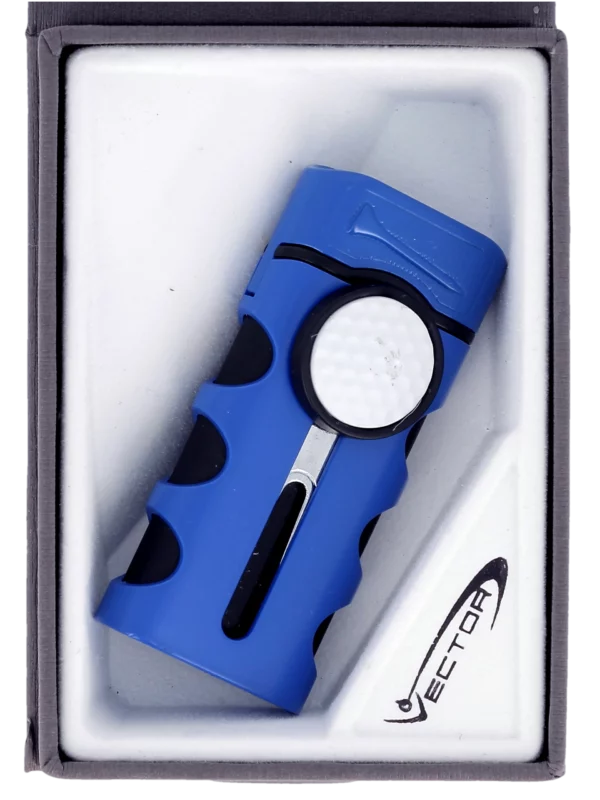 Briquet Vector Caddie bleu mat en boîte - Accessoire de qualité.