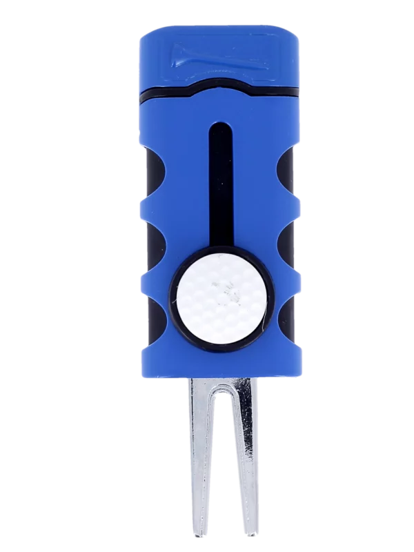 Briquet Vector Caddie bleu mat, ouvert - Accessoire de luxe pour fumeurs.