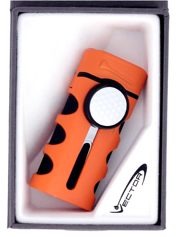 Briquet Vector Caddie orange mat en boîte - Accessoire moderne pour cigares.