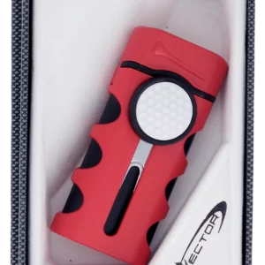 Briquet Vector Caddie rouge mat en boîte - Accessoire vibrant pour cigares.