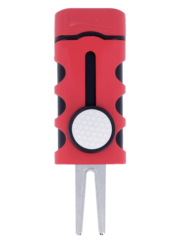 Briquet Vector Caddie rouge mat, ouvert - Accessoire élégant.