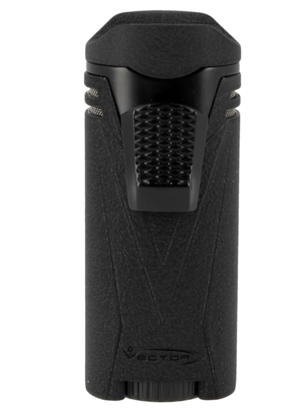 Briquet Vector Ironquad crackle noir mat, vue de face.