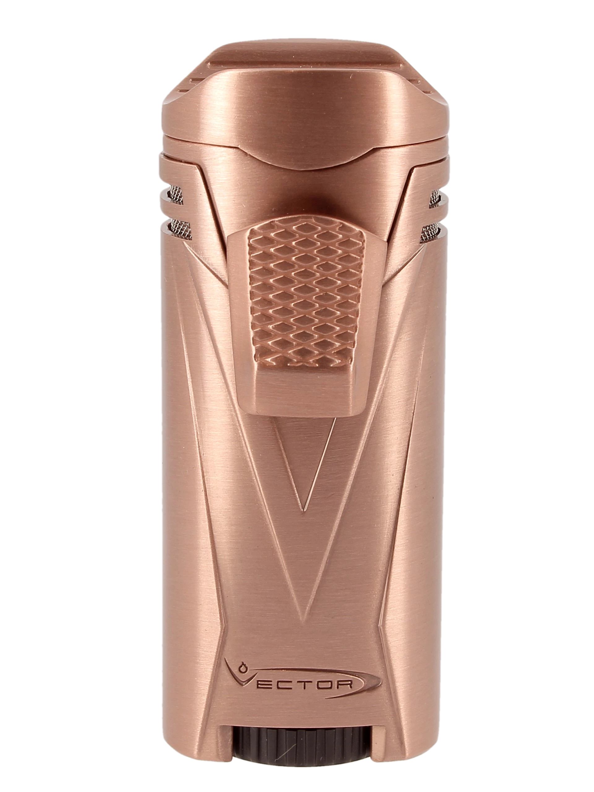 Briquet Vector Ironquad or rose satin, vue de face - En stock chez A La Civette.