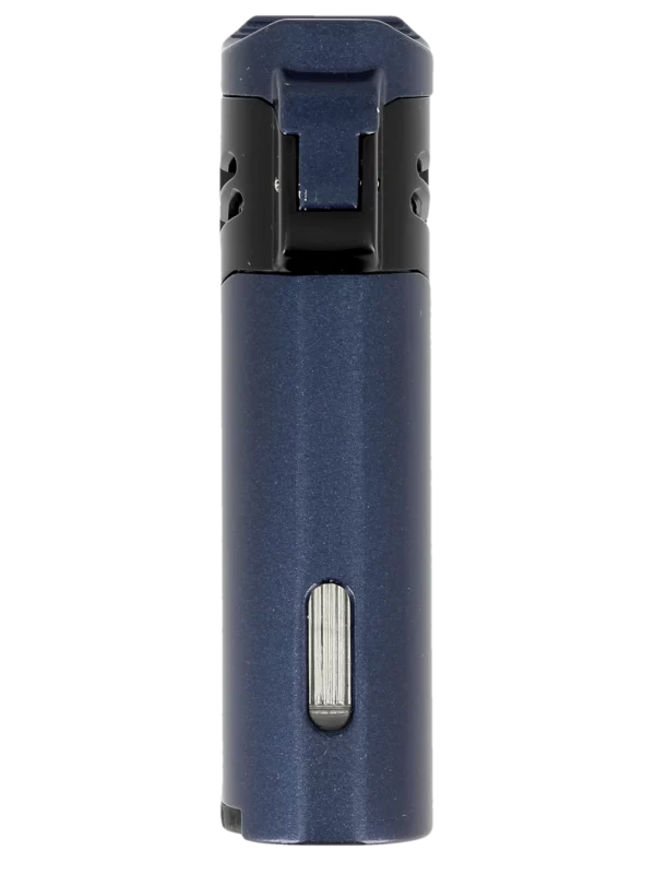 Briquet Vector Quattro bleu métallique, vue de dos - Accessoire de qualité.