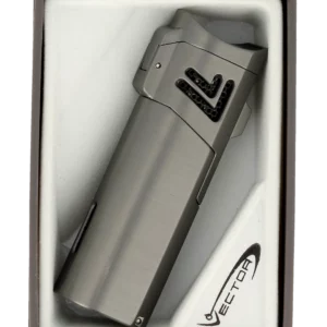 Briquet Vector Quattro gunmetal satin en boîte - Accessoire élégant pour cigares.