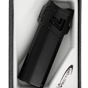 Briquet Vector Quattro noir mat en boîte - Accessoire moderne pour cigares.