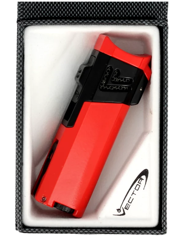 Briquet Vector Quattro rouge laqué en boîte - Accessoire élégant pour cigares