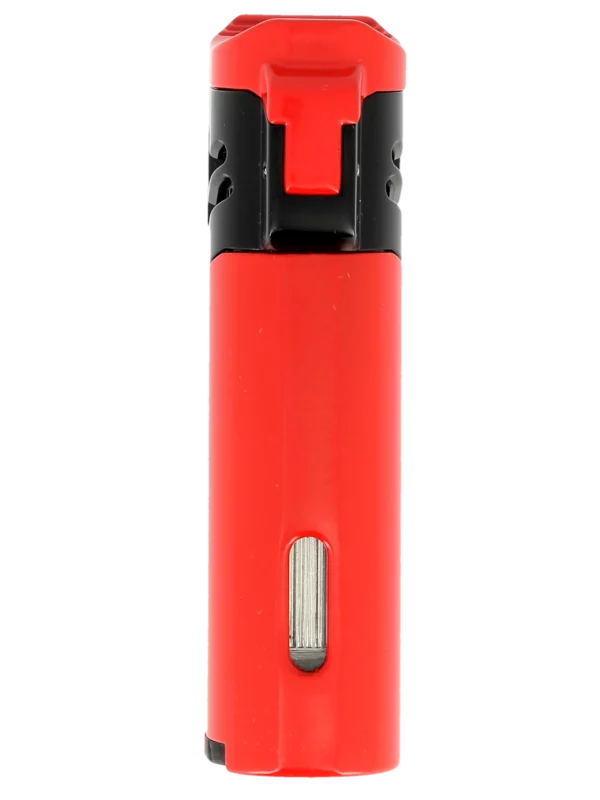 Briquet Vector Quattro rouge laqué, vue de dos - Accessoire raffiné.