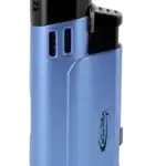 Briquet Vector Throne bleu métal, vue de face.