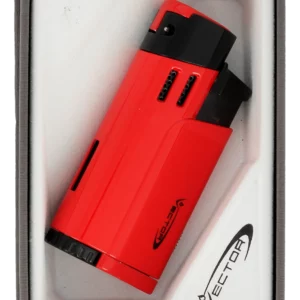 Briquet Vector Throne rouge laqué en boîte - Accessoire élégant pour cigares.