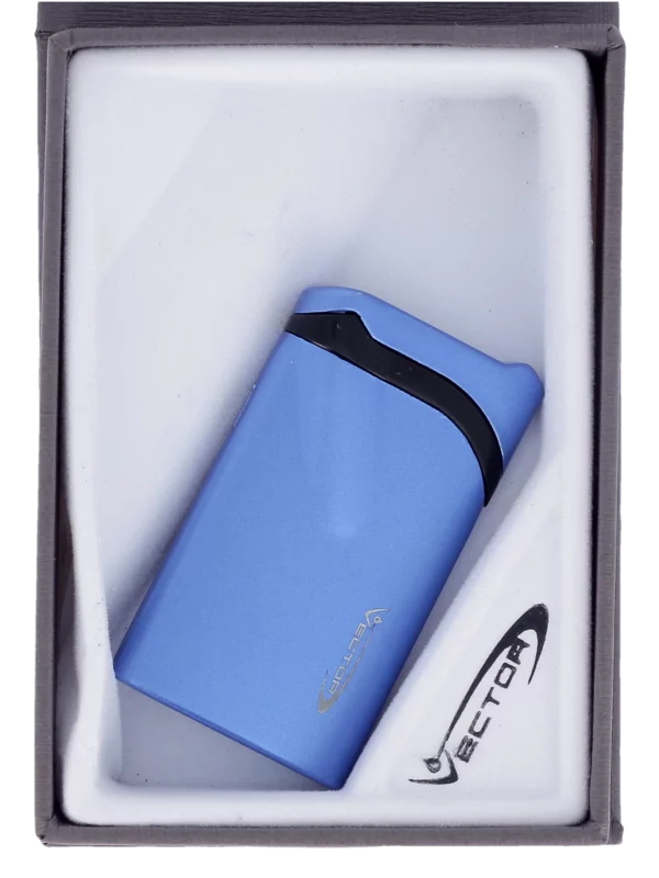 Briquet Vector Ultra bleu métal en boîte - Accessoire élégant pour cigares.