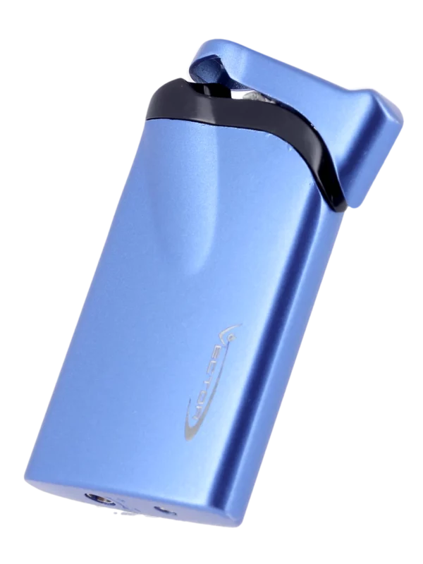 Briquet Vector Ultra bleu métal, ouvert - Accessoire de qualité.